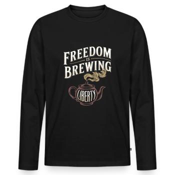 Boston Tea 1773 Révolution américaine Historique - T-shirt manches longues Premium bio Homme - noir - Devant - Nico (187cm)
