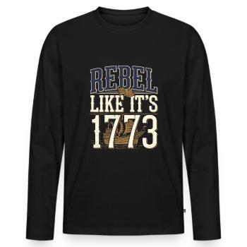 Boston Tea 1773 Révolution américaine Historique - T-shirt manches longues Premium bio Homme - noir - Devant - Nico (187cm)