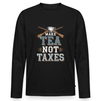 Boston Tea 1773 Révolution américaine Historique - T-shirt manches longues Premium bio Homme - noir - Devant - Nico (187cm)
