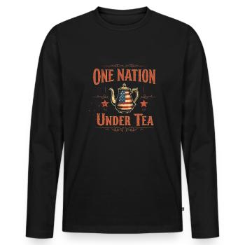 Boston Tea 1773 Révolution américaine Historique - T-shirt manches longues Premium bio Homme - noir - Devant - Nico (187cm)