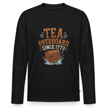Boston Tea 1773 Révolution américaine Historique - T-shirt manches longues Premium bio Homme - noir - Devant - Nico (187cm)