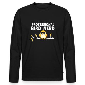 Ornithologue Ornithologue Vavian Enthusiast - T-shirt manches longues Premium bio Homme - noir - Devant - Nico (187cm)