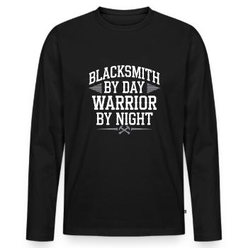 Blacksmithing Viking Warrior Norse Forge Metalwork - Men's Premium Organic Long Sleeve Shirt - black - Front - Nico (187cm)