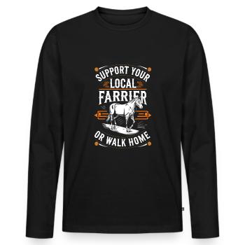 Farrier Horse Hoof Care Specialist Horseshoe - Men's Premium Organic Long Sleeve Shirt - black - Front - Nico (187cm)