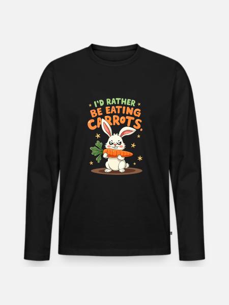 Grumpy Bunny Sarcastic Animal Design - Men's Premium Organic Long Sleeve Shirt - black