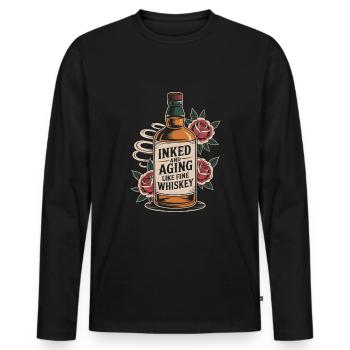 Des personnes âgées tatouées vieillissant fièrement, - T-shirt manches longues Premium bio Homme - noir - Devant - Nico (187cm)
