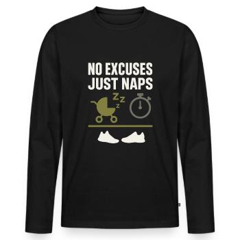 Crèche Papa Paternité Fierté - T-shirt manches longues Premium bio Homme - noir - Devant - Nico (187cm)