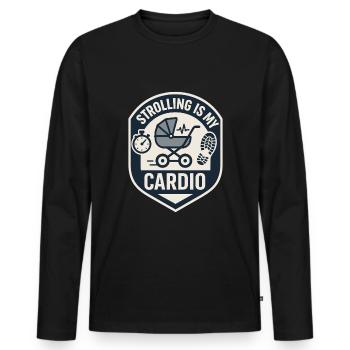 Crèche Papa Paternité Fierté - T-shirt manches longues Premium bio Homme - noir - Devant - Nico (187cm)