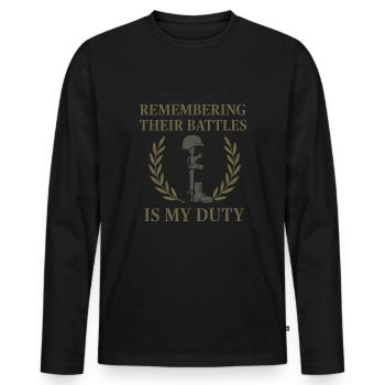 Recherche Guerre - T-shirt manches longues Premium bio Homme - noir - Devant - Nico (187cm)