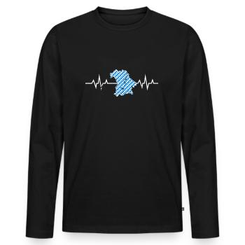 My heart beats Bavarian ECG Free State of Bavaria - Men's Premium Organic Long Sleeve Shirt - black - Front - Nico (187cm)