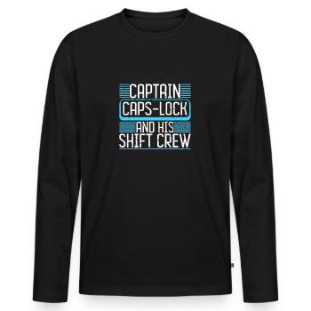 Captain Caps-Lock Joueur amusant - T-shirt manches longues Premium bio Homme - noir - Devant - Nico (187cm)