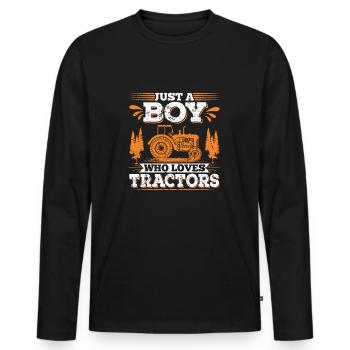 Boy Loves Tractors Tractor Farm - Men's Premium Organic Long Sleeve Shirt - black - Front - Nico (187cm)
