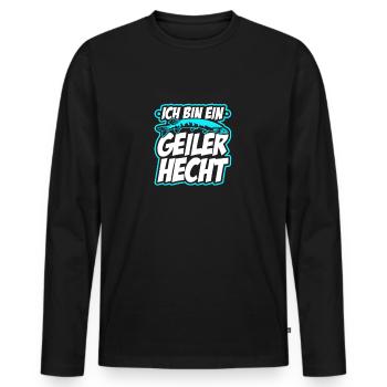 Ich Bin Ein Geiler Hecht Lustiges Männer Angler - Männer Premium Bio Langarmshirt - Schwarz - Vorne - Nico (187cm)