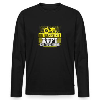 Die Werkstatt Ruft Landmaschinenmechaniker - Männer Premium Bio Langarmshirt - Schwarz - Vorne - Nico (187cm)