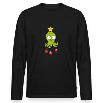 Cute octopus Christmas octopus - Men's Premium Organic Long Sleeve Shirt - black - Front - Nico (187cm)