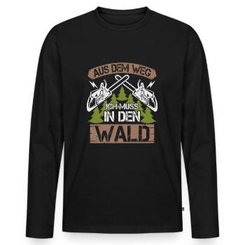 Aus dem Weg ich muss in den Wald - Holzfäller - Männer Premium Bio Langarmshirt - Schwarz - Vorne - Nico (187cm)