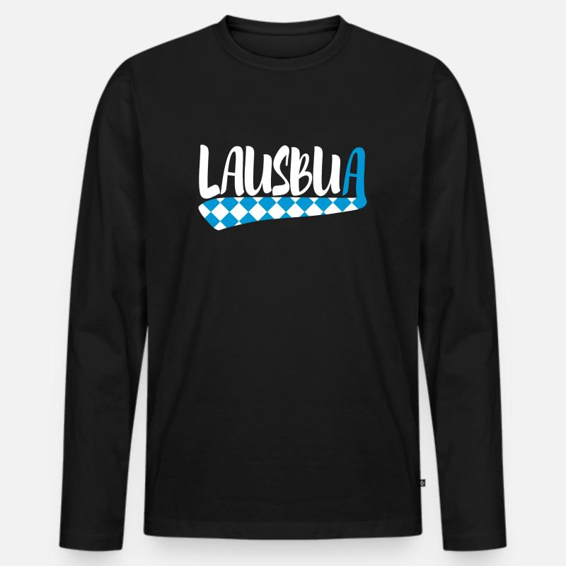 Lausbua - Männer Premium Bio Langarmshirt - Schwarz