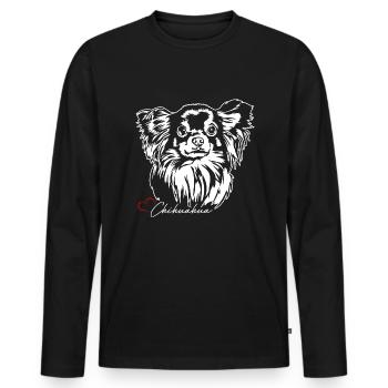 Chihuahua à poil long Chihuahua Portrait Chiens Wilsigns - T-shirt manches longues Premium bio Homme - noir - Devant - Nico (187cm)