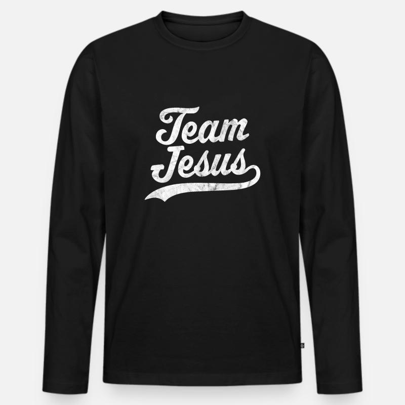 Team Jesus - Männer Premium Bio Langarmshirt - Schwarz