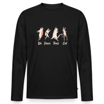 Un deux trois cat - Humor cat - funny - Men's Premium Organic Long Sleeve Shirt - black - Front - Nico (187cm)