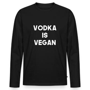 Vodka is Vegan, Alcohol is Vegan, Vegan Funny - Men's Premium Organic Long Sleeve Shirt - black - Front - Nico (187cm)