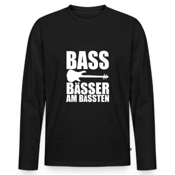 Bass Player Gift BASS BÄSSER AM BÄSSTEN bassist - Männer Premium Bio Langarmshirt - Schwarz - Vorne - Nico (187cm)
