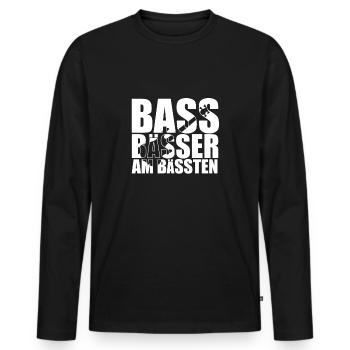 Bass Player Gift BASS BÄSSER AM BÄSSTEN bassist - Männer Premium Bio Langarmshirt - Schwarz - Vorne - Nico (187cm)