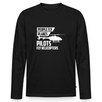 Helicopter Pilot - Männer Premium Bio Langarmshirt - Schwarz - Vorne - Nico (187cm)