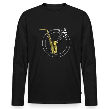 Saxofon - Männer Premium Bio Langarmshirt - Schwarz - Vorne - Nico (187cm)