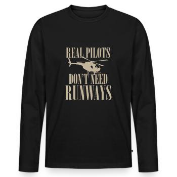 Hubschrauber Pilot brauchen keine Landebahn - Männer Premium Bio Langarmshirt - Schwarz - Vorne - Nico (187cm)