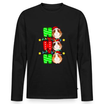 Meerschweinchen Weihnachten - Männer Premium Bio Langarmshirt - Schwarz - Vorne - Nico (187cm)