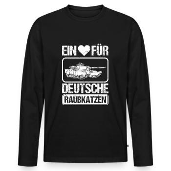 Panzerfahrer Deutsche Raubkatzen Militär Panzer - Männer Premium Bio Langarmshirt - Schwarz - Vorne - Nico (187cm)