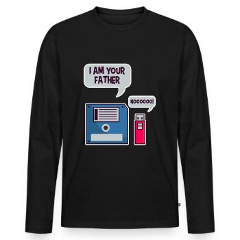 USB floppy disk geek shirt computer nerd sjovt - Premium økologisk langærmet T-shirt til mænd - sort - Foran - Nico (187cm)