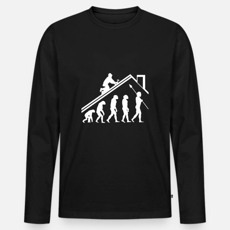 Dachdecker Evolution Geschenk - Männer Premium Bio Langarmshirt - Schwarz