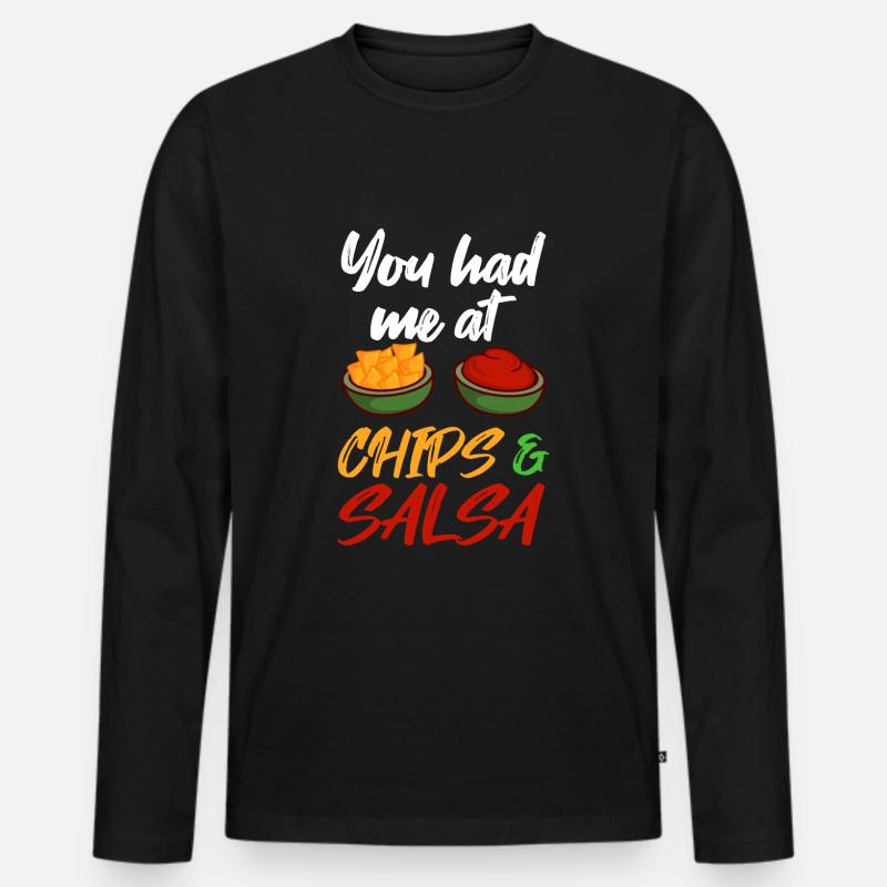 Chips und Salsa Spruch - Männer Premium Bio Langarmshirt - Schwarz