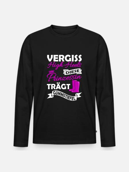 Landwirtin Spruch - Prinzessin Gummistiefel - Männer Premium Bio Langarmshirt - Schwarz