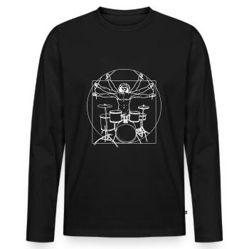 Drummer Schlagzeug Da Vinci Schlagzeuger - Männer Premium Bio Langarmshirt - Schwarz - Vorne - Nico (187cm)