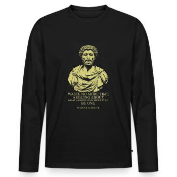 Marcus Aurelius - Men's Premium Organic Long Sleeve Shirt - black - Front - Nico (187cm)