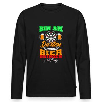 Bin am Darten Lustiger Dart Spruch - Darts Profi - Männer Premium Bio Langarmshirt - Schwarz - Vorne - Nico (187cm)