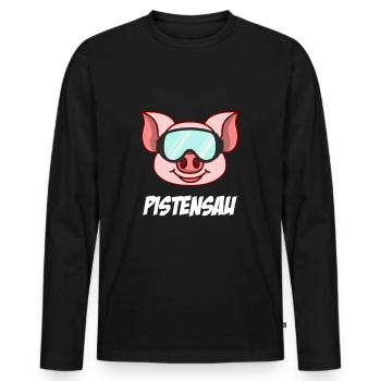 Pistensau - Männer Premium Bio Langarmshirt - Schwarz - Vorne - Nico (187cm)