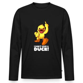 Funny duck - I don't give a duck! - Men's Premium Organic Long Sleeve Shirt - black - Front - Nico (187cm)