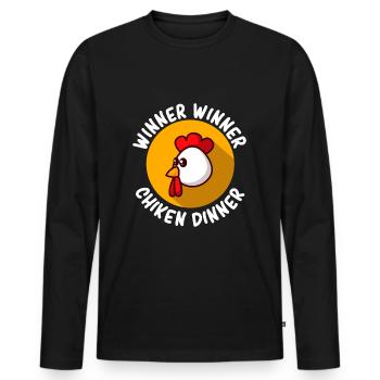 Winner Winner - Chicken Dinner - Männer Premium Bio Langarmshirt - Schwarz - Vorne - Nico (187cm)