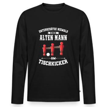 Tischfußball Tischkicker Retro Geschenk - Männer Premium Bio Langarmshirt - Schwarz - Vorne - Nico (187cm)