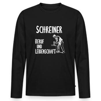 Schreiner - Beruf und Leidenschaft - Männer Premium Bio Langarmshirt - Schwarz - Vorne - Nico (187cm)