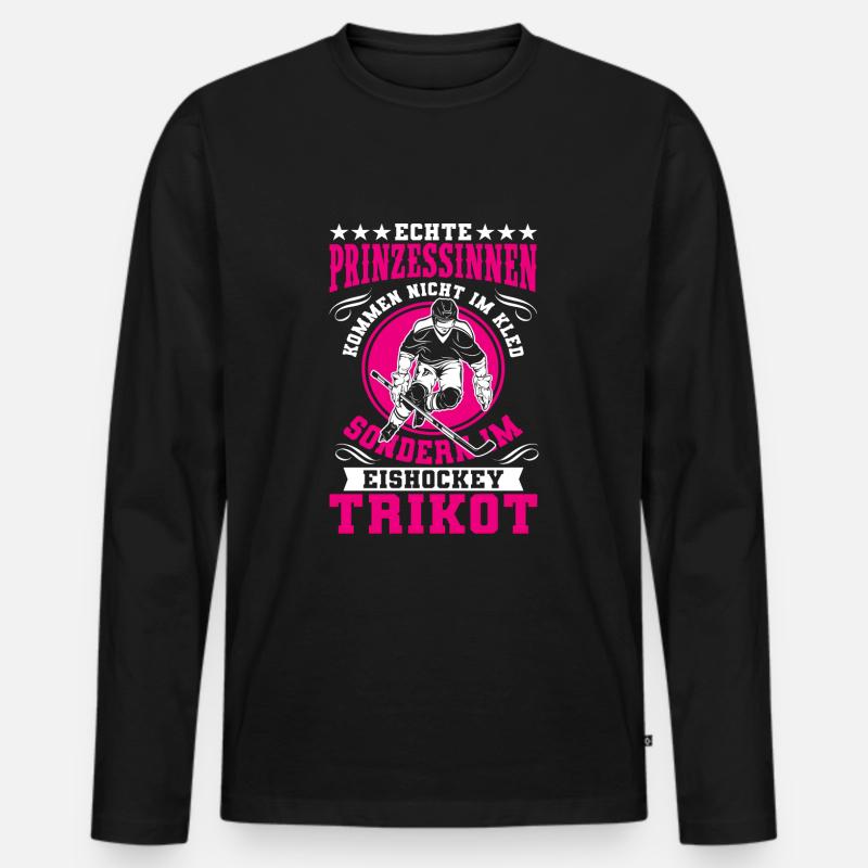 Eishockey Prinzessin Mädchen Spruch Geschenk - Männer Premium Bio Langarmshirt - Schwarz