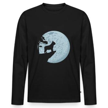 Amoureux des chiens bouledogue français pleine lune - T-shirt manches longues Premium bio Homme - noir - Devant - Nico (187cm)