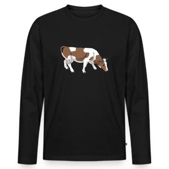 Kuh mit braunen Flecken - Männer Premium Bio Langarmshirt - Schwarz - Vorne - Nico (187cm)