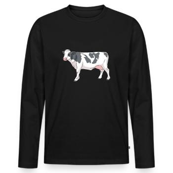 Comic Kuh mit flecken - Männer Premium Bio Langarmshirt - Schwarz - Vorne - Nico (187cm)