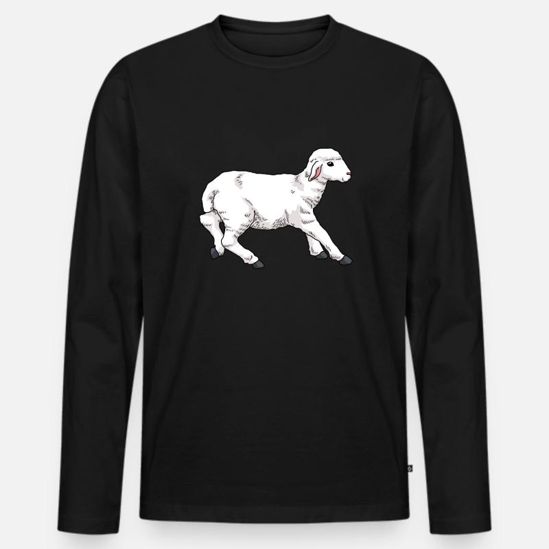 Junges Schaf Lamm - Männer Premium Bio Langarmshirt - Schwarz