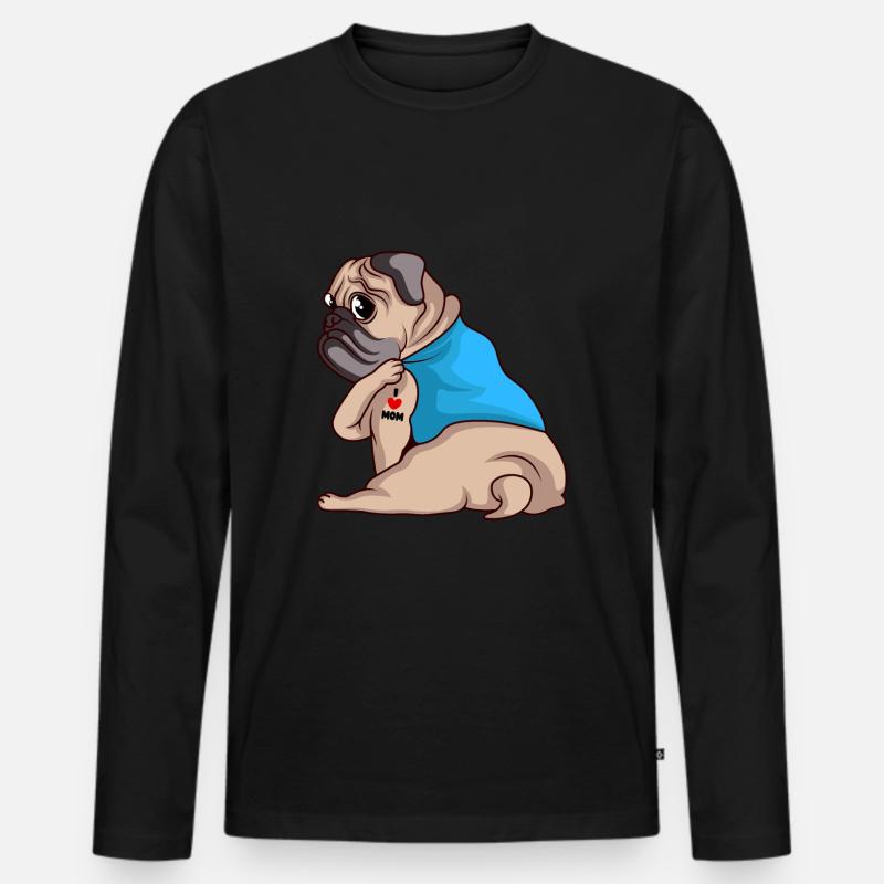 Mops Hund - Männer Premium Bio Langarmshirt - Schwarz